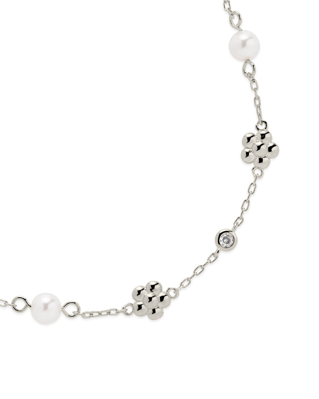 June Pearl & Flower Charm Anklet
