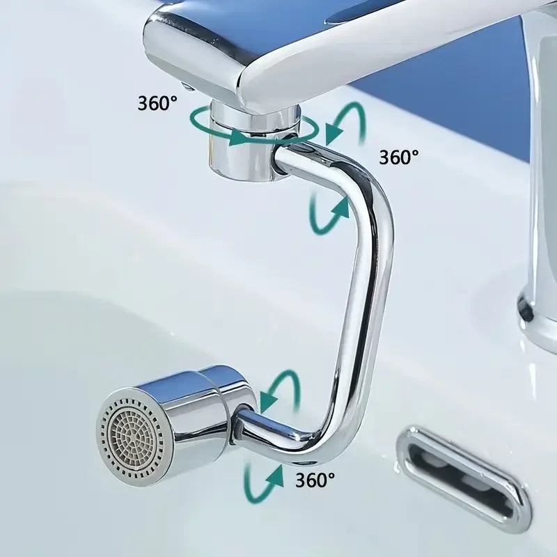 1pc 1080° Swivel Stainless Steel Kitchen Faucet Extender Universal Splashproof Dual Mode Bathroom Sink Accessories with Adapter