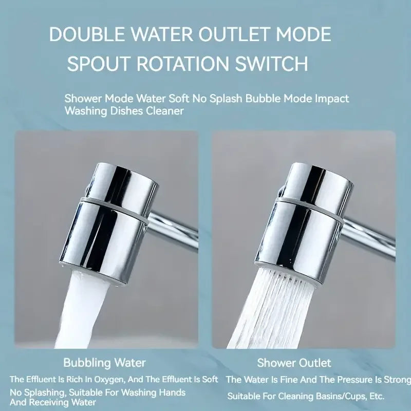 1pc 1080° Swivel Stainless Steel Kitchen Faucet Extender Universal Splashproof Dual Mode Bathroom Sink Accessories with Adapter