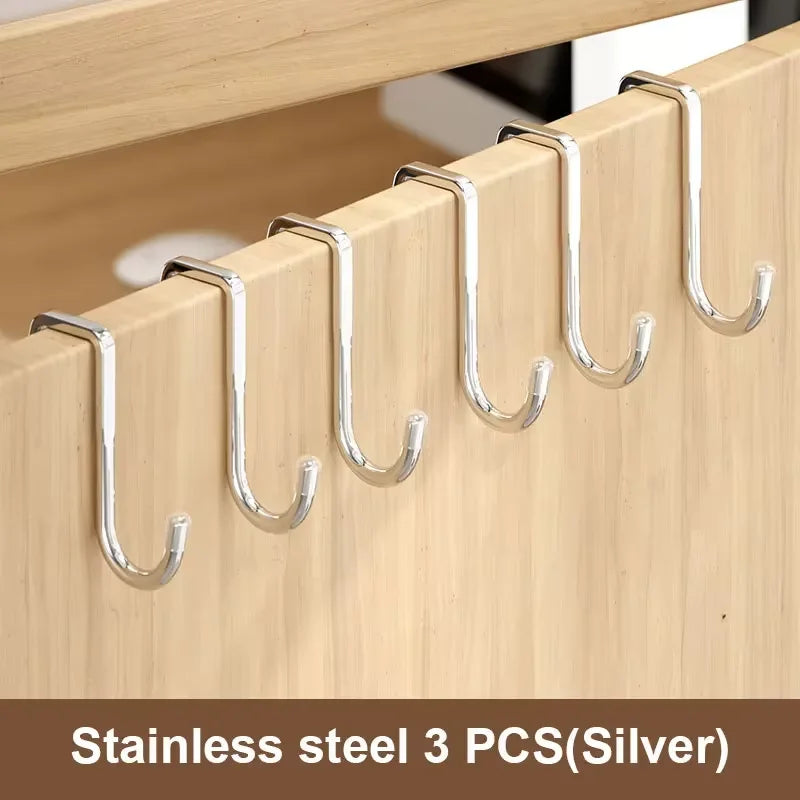 1 Piece Silver Metal Seamless Hook, Suitable for Kitchens, Bathrooms, and Wardrobes, No Drilling Required, Easy To Install