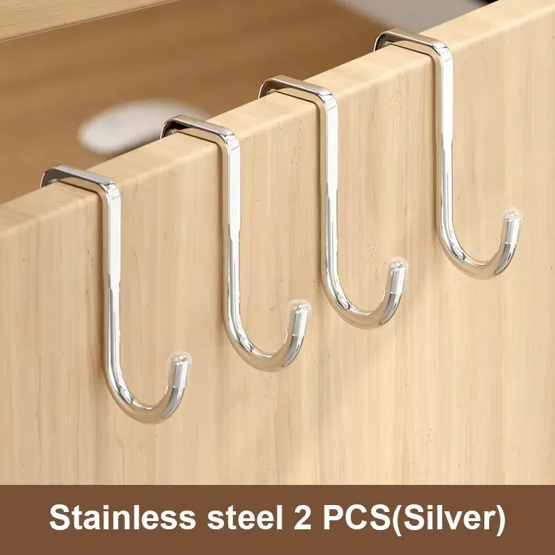 1 Piece Silver Metal Seamless Hook, Suitable for Kitchens, Bathrooms, and Wardrobes, No Drilling Required, Easy To Install