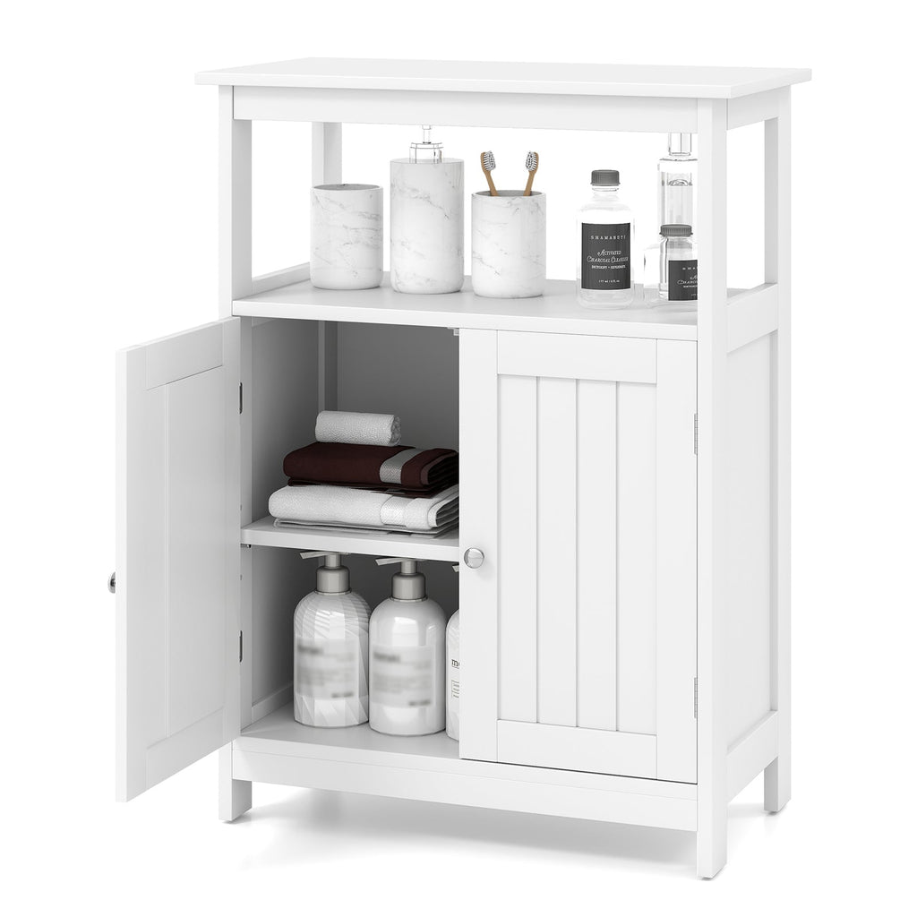 Bathroom Floor Cabinet Freestanding Storage Organizer with Open Compartment