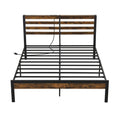 Full/Queen Size Bed Frame with Charging Station and Storage Headboard