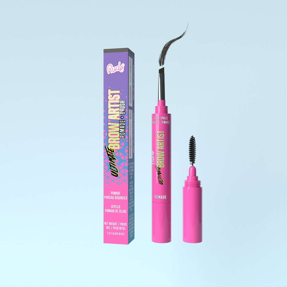 RUDE Ultimate Brow Artist Pomade and Brush - Black Brown