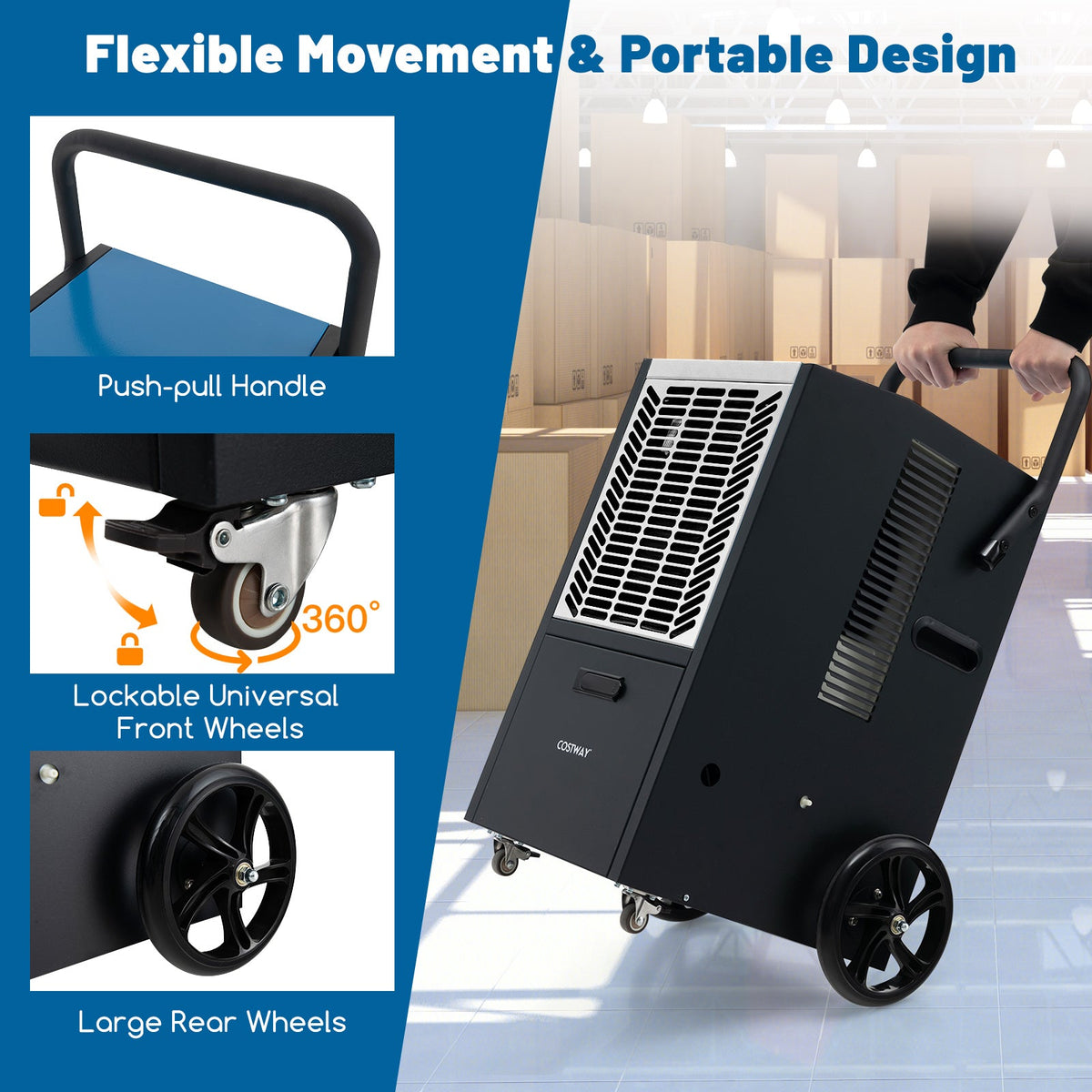 140 Pints Commercial Dehumidifier Crawl Space Dehumidifier with Pump and Drain Hose