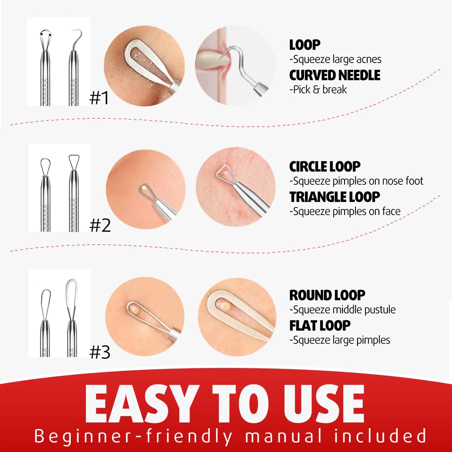 Cbiumpro Blackhead Remover Tools, Pimple Popper Tool Kit, Blackhead Extractor Tool, Zit Popper Tool, Professional Pimple Extractor Tool for Blackhead, Acne, Whitehead, Comedone on Nose - with Case Pimple Popper Tools 6 Pack - Cool Black