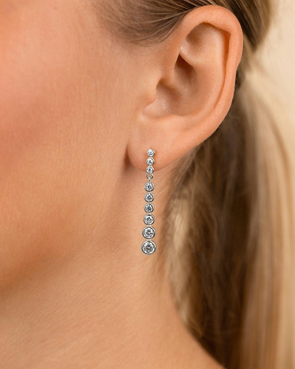 Sterling Silver Helene Brilliant Cut CZ Dangle Earrings