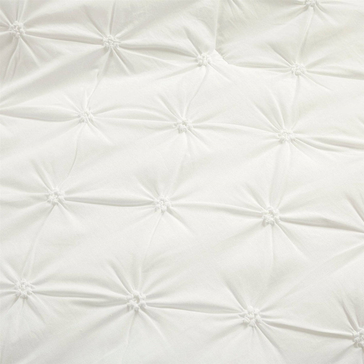 King Size Soft Pleated Cotton 3 Piece Comforter Set White