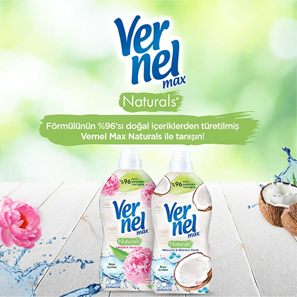 Vernel Concentrated Fabric Softener with Minerals & Coconut - 1440ml, Long-Lasting Fragrance & Natural Ingredients