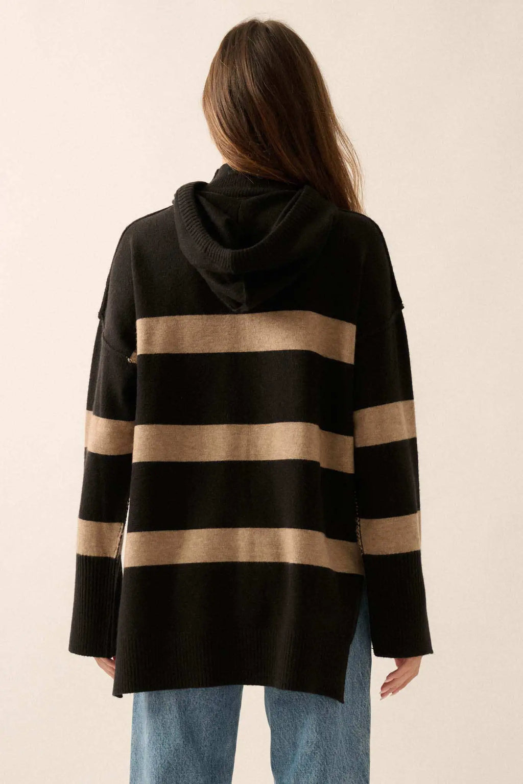 Nantucket Sound Striped Mock-Neck Sweater Hoodie