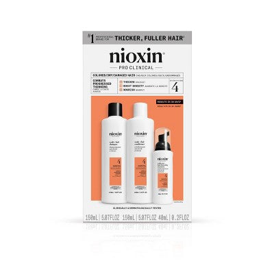 Nioxin System 4 Hair Thickening Colored & Damaged Hair Shampoo & Conditioner Kit - 3ct