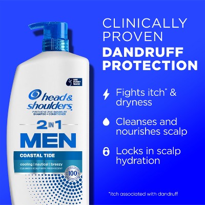 Head & Shoulders Men's 2-in-1 Shampoo and Conditioner, Anti-Dandruff Treatment, Full Thick for Daily Use, Paraben-Free 28.2 fl oz - Imperfect Container
