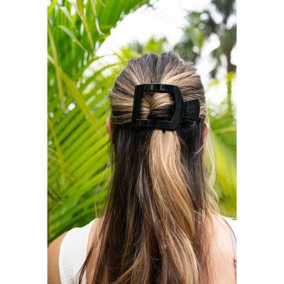 TELETIES Large Flat Square Hair Clip Jet Black - New