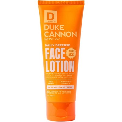 Duke Cannon Daily Defense Face Lotion SPF 32 Lightweight Daily SPF Moisturizer 3 fl oz - Imperfect Box