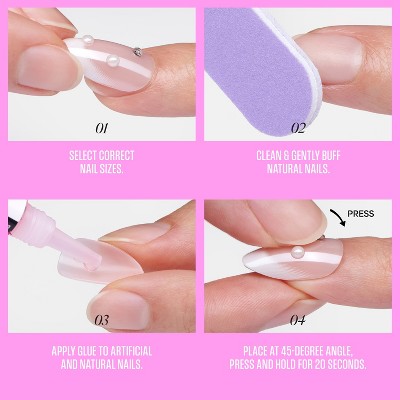 KISS Nails GLAM Jeweled Press-On Fake Nails Medium Almond Ripple 35ct - New