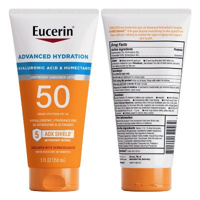 Eucerin Advanced Hydration Sunscreen Lotion SPF 50 5 fl oz - Imperfect Container