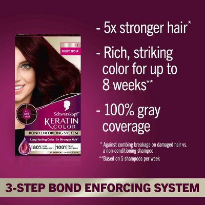 Schwarzkopf Keratin Permanent Hair Color Ruby Noir 2.08 fl oz - New