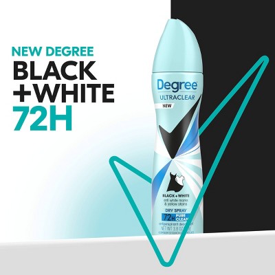 Degree Ultra Clear Black + White Pure Clean Antiperspirant & Deodorant Dry Spray 3.8oz/2ct - New