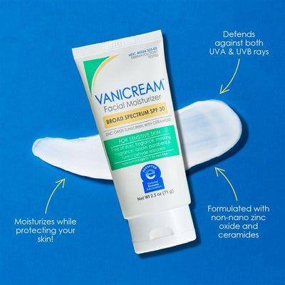 Vanicream Facial Moisturizer SPF 30 Zinc Oxide Mineral Sunscreen for Sensitive Skin 2.5oz - Imperfect Box