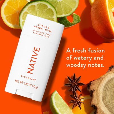 Native Solid Deodorant for Men & Women Citrus & Herbal Musk 2.65oz - Imperfect Container