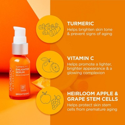 Andalou Naturals Brightening Turmeric and C Enlighten Serum 1.1 fl oz - New