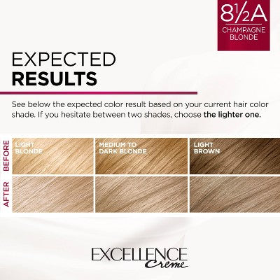 L'Oreal Paris Excellence Triple Protection Permanent Hair Color - 6.3 fl oz - 8.5A Champagne Blonde - 1 Kit