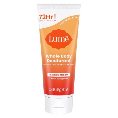 Lume Whole Body Women's Invisible Cream Tube Deodorant Clean Tangerine Scent 2.2oz - New