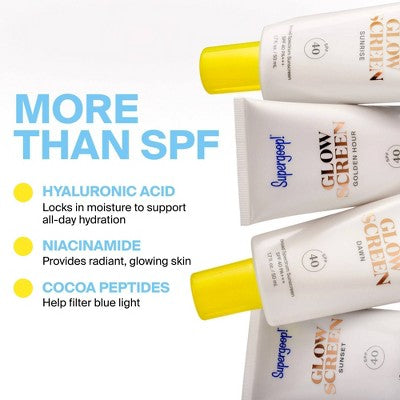 Supergoop! Glowscreen Sunrise Hydrating Glowy Tinted Primer; Hyaluronic Acid + Niacinamide SPF 40 1.7 fl oz - Imperfect Box