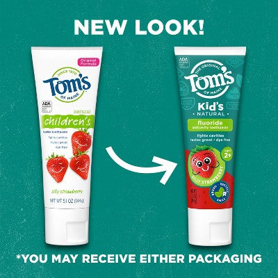 Tom's of Maine Silly Strawberry Kids Anticavity Fluroide Toothpaste 5.1oz/3ct - Missing Box