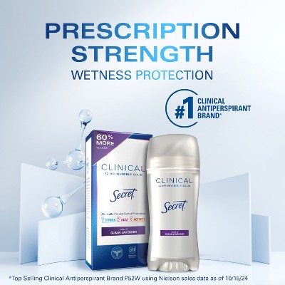 Secret Clinical Invisible Solid Antiperspirant & Deodorant Clean Lavender 2.6oz - Missing Box