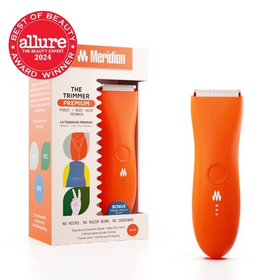 Meridian Trimmer Premium Pubic; Body Hair Trimmer for Men & Women Below-the-Belt Groomer, Ball Trimmer, Bikini Trimmer, Bonus Pouch Blaze - Imperfect Box
