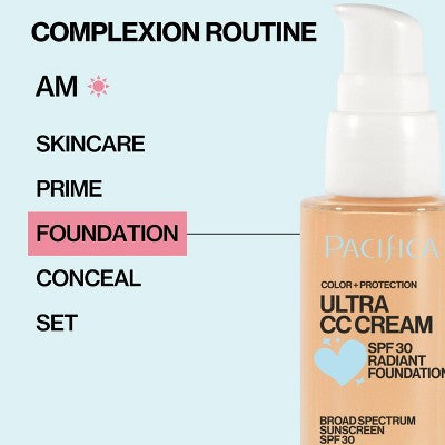 Pacifica Ultra CC Cream Radiant Foundation Natural/Medium 1 fl oz - New