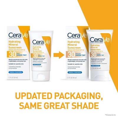 CeraVe Hydrating Mineral Tinted Face Lotion SPF 30 Medium 1.7 fl oz - Imperfect Box