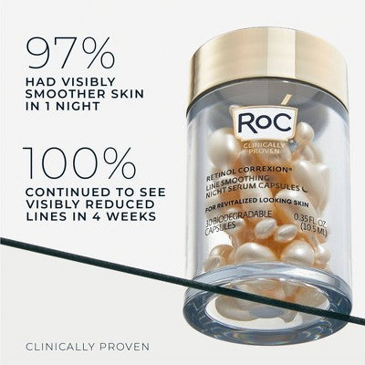 RoC Retinol Capsules Anti-Aging Night Retinol Face Serum Treatment 30ct/0.35 fl oz - Imperfect Box