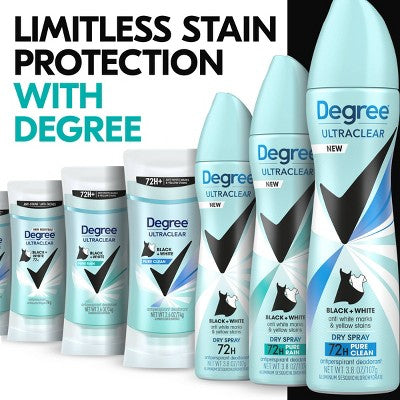 Degree Ultra Clear Black + White Pure Clean Antiperspirant & Deodorant Dry Spray 3.8oz/2ct - New