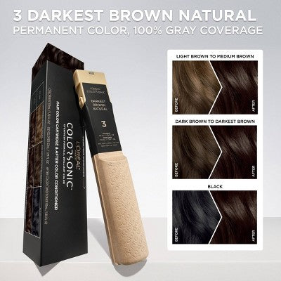 L'Oreal Paris Colorsonic Permanent Hair Color Cartridge Darkest Brown Natural 3 - Imperfect Box