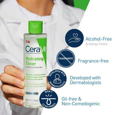 CeraVe Hydrating Toner Facial Toner for Normal to Dry Skin 6.8 fl oz - Imperfect Container
