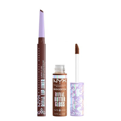 NYX Professional Makeup Bridgerton Royal Treasures Lip Kit 06 Caramel Courtship & Toffee Temptation 2pc - Imperfect Box