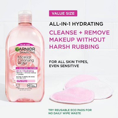Garnier SkinActive Water Rose Micellar Cleansing Water 23.7 fl oz - Imperfect Container