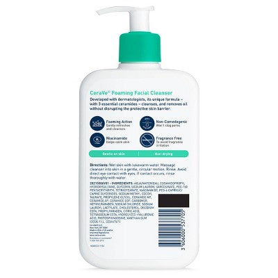 CeraVe Foaming Face Wash with Hyaluronic Acid and Niacinamide for Oily Skin 16 fl oz - Imperfect Container