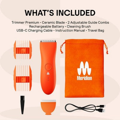 Meridian Trimmer Premium Pubic; Body Hair Trimmer for Men & Women Below-the-Belt Groomer, Ball Trimmer, Bikini Trimmer, Bonus Pouch Blaze - New