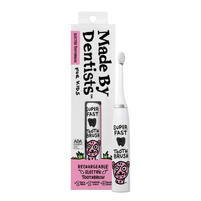 Made by Dentists Kids; Rechargeable Electric Toothbrush with 2 Replacement Toothbrush Heads Cheetah - New