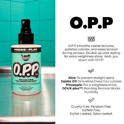 The Doux O.P.P. One-Pass Press Heat Protectant Spray 4 fl oz - New