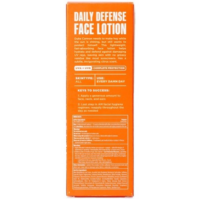 Duke Cannon Daily Defense Face Lotion SPF 32 Lightweight Daily SPF Moisturizer 3 fl oz - Imperfect Box
