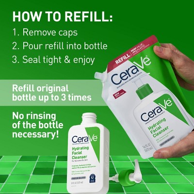 CeraVe Hydrating Face Wash with Hyaluronic Acid and Glycerin Refill 16 fl oz - New
