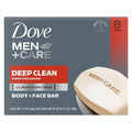 Dove Men+Care 3-in-1 Deep Clean Hand & Body + Face + Exfoliation Bar Soap 3.75oz/8pk - New