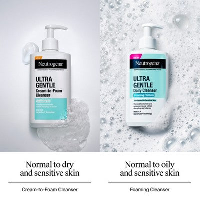 Neutrogena Ultra Gentle Foaming Facial Cleanser, Hydrating Face Wash 16 fl oz - New