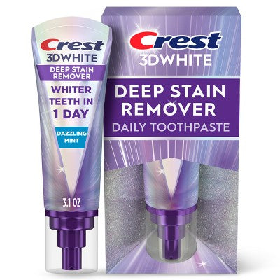Crest 3D White Deep Stain Remover Daily Toothpaste Dazzling Mint 3.1oz - Missing Box