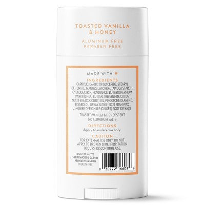 Native Limited Edition Deodorant Toasted Vanilla & Honey 2.65oz - Imperfect Container