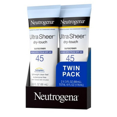 Neutrogena Ultra Sheer Dry-Touch Sunscreen Broad Spectrum SPF 45 6 fl oz /2ct - Missing Box